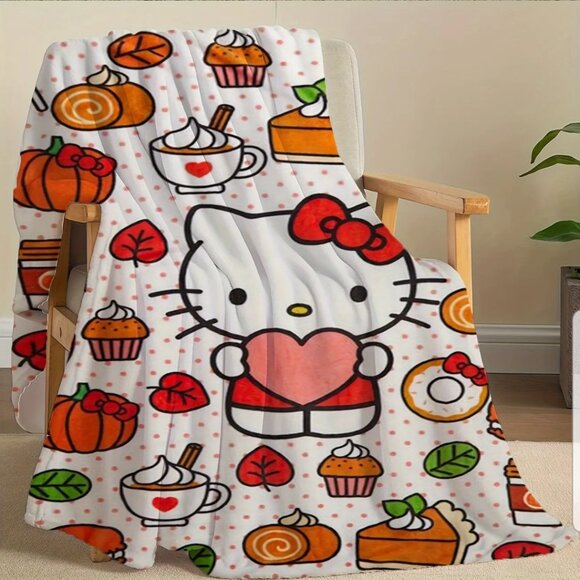 2024 Sanrio Hello Kitty and Friends Fall Holiday Orange Soft Throw 60x40 NEW - Picture 5 of 6